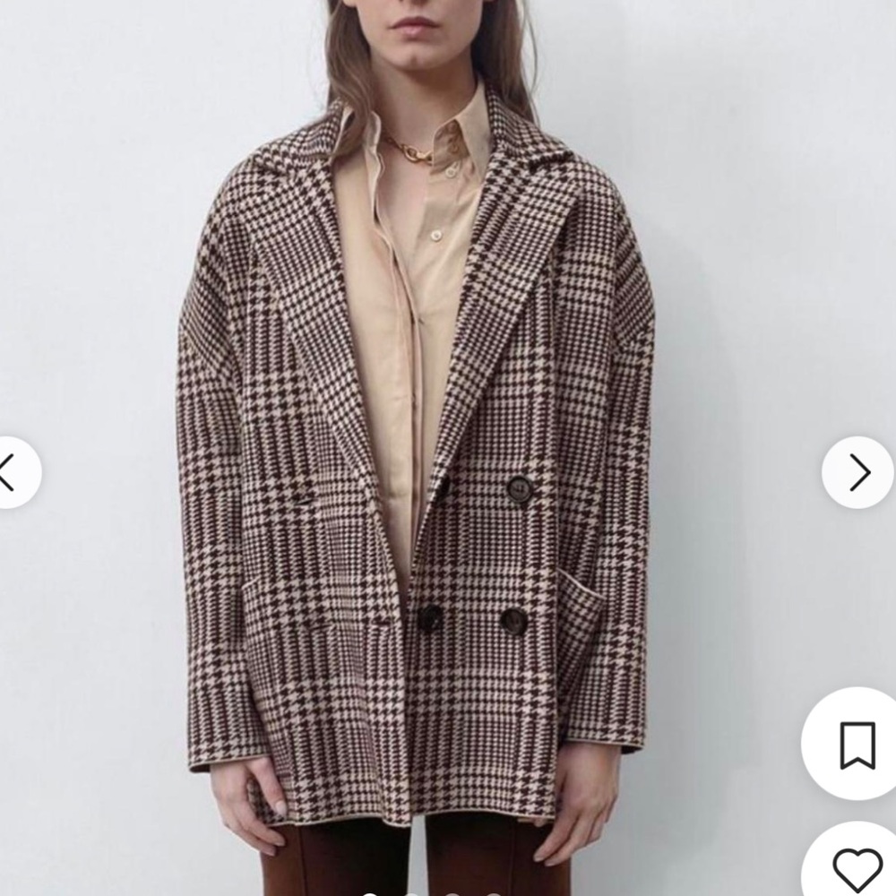 Excellent condition Zara Women's Brown and White Jacket size S